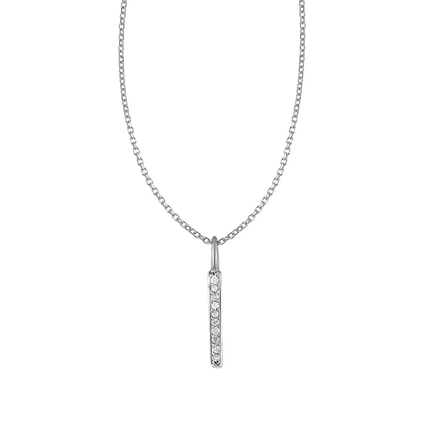 14k White Gold Bar Pendant with DiamondsMonde Trend