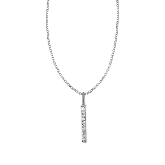 14k White Gold Bar Pendant with DiamondsMonde Trend