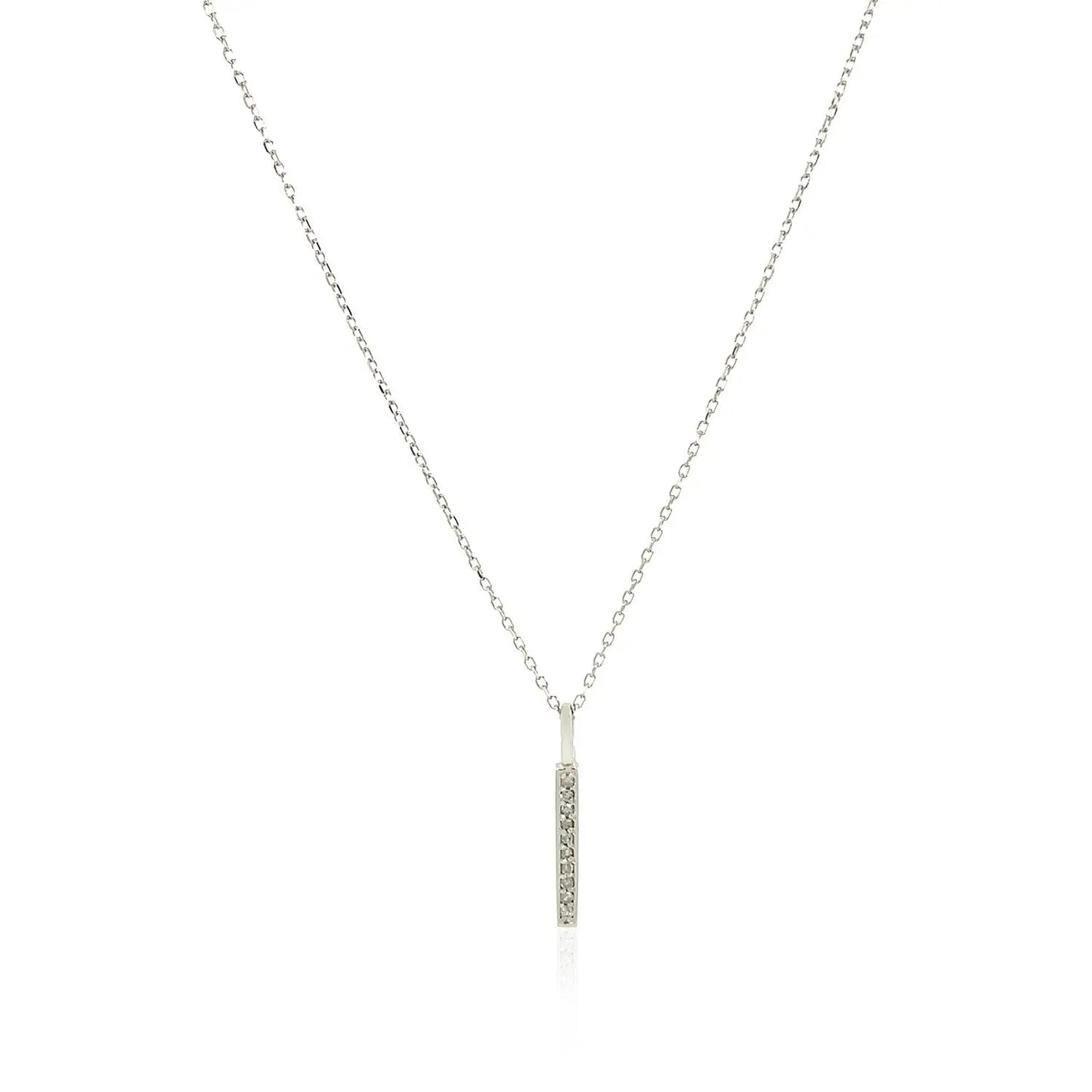 14k White Gold Bar Pendant with DiamondsMonde Trend