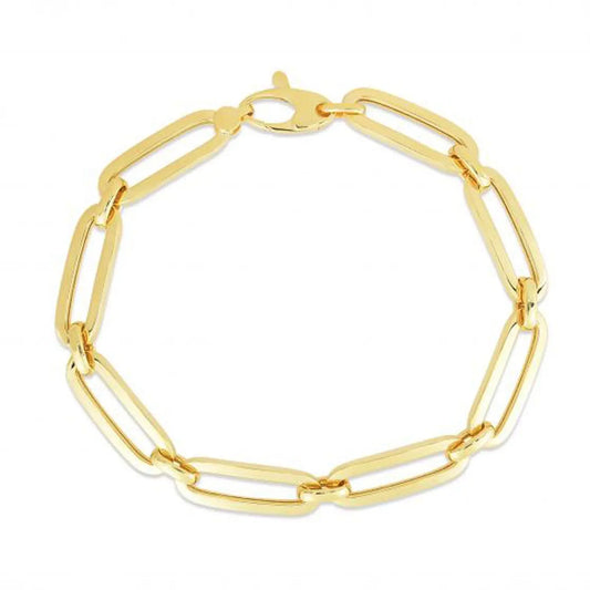 14k Yellow Gold 7 1/2 inch Bombay Paperclip Chain Bracelet (7.00 mm) RCJ