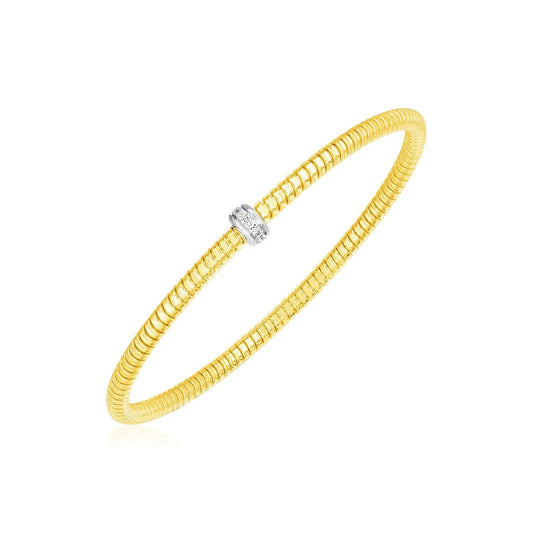 14k Yellow Gold Stretch Bangle with Diamonds (3.00 mm) RCJ