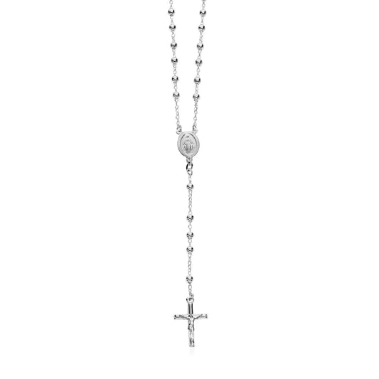 Polished Rosary Chain and Bead Necklace in Sterling Silver RCJ