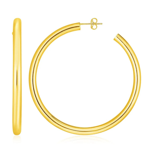 14k Yellow Gold Polished Hoop Earrings(4x50mm) RCJ