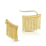 14k Yellow Gold Ear Climber Earring with Fringe Chain Links RCJ