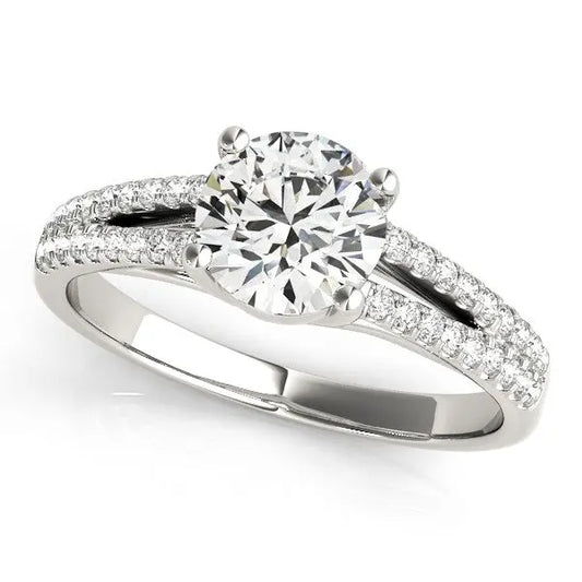 14k White Gold Split Shank Round Diamond Engagement Ring (1 1/8 cttw) RCJ