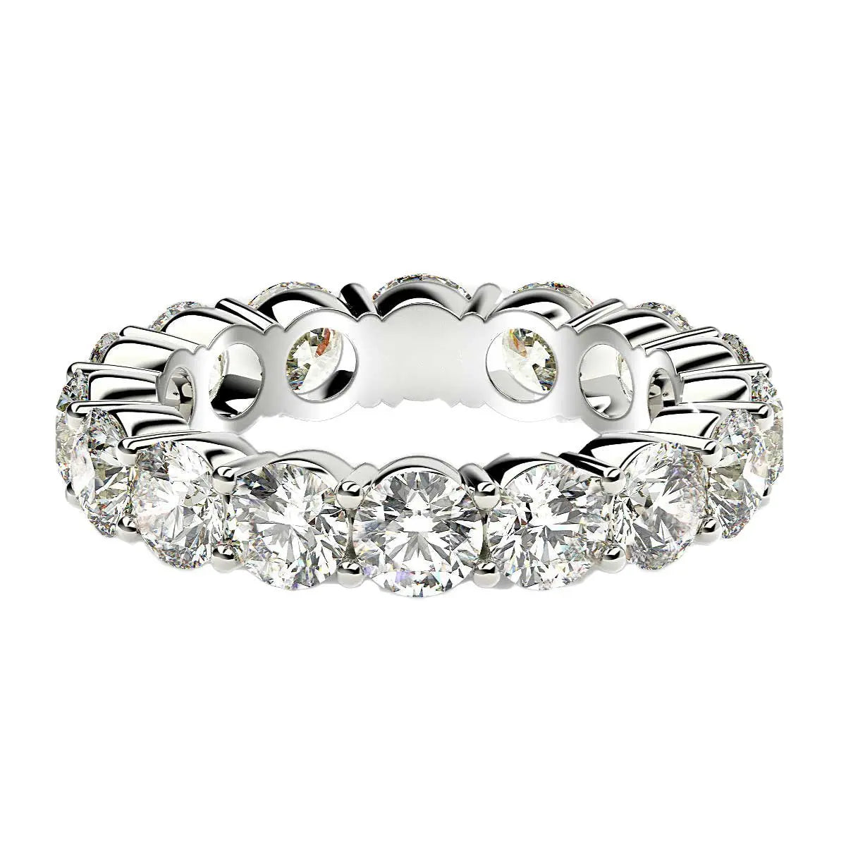 Round Cut Lab Grown Diamond Eternity Ring in 14k White Gold (4 cttw FG/VS2) RCJ