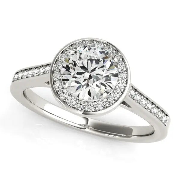 14k White Gold Halo Round Diamond Engagement Ring (1 1/4 cttw)Monde Trend