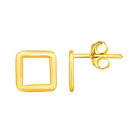 14k Yellow Gold Post Earrings with Open Squares RCJ