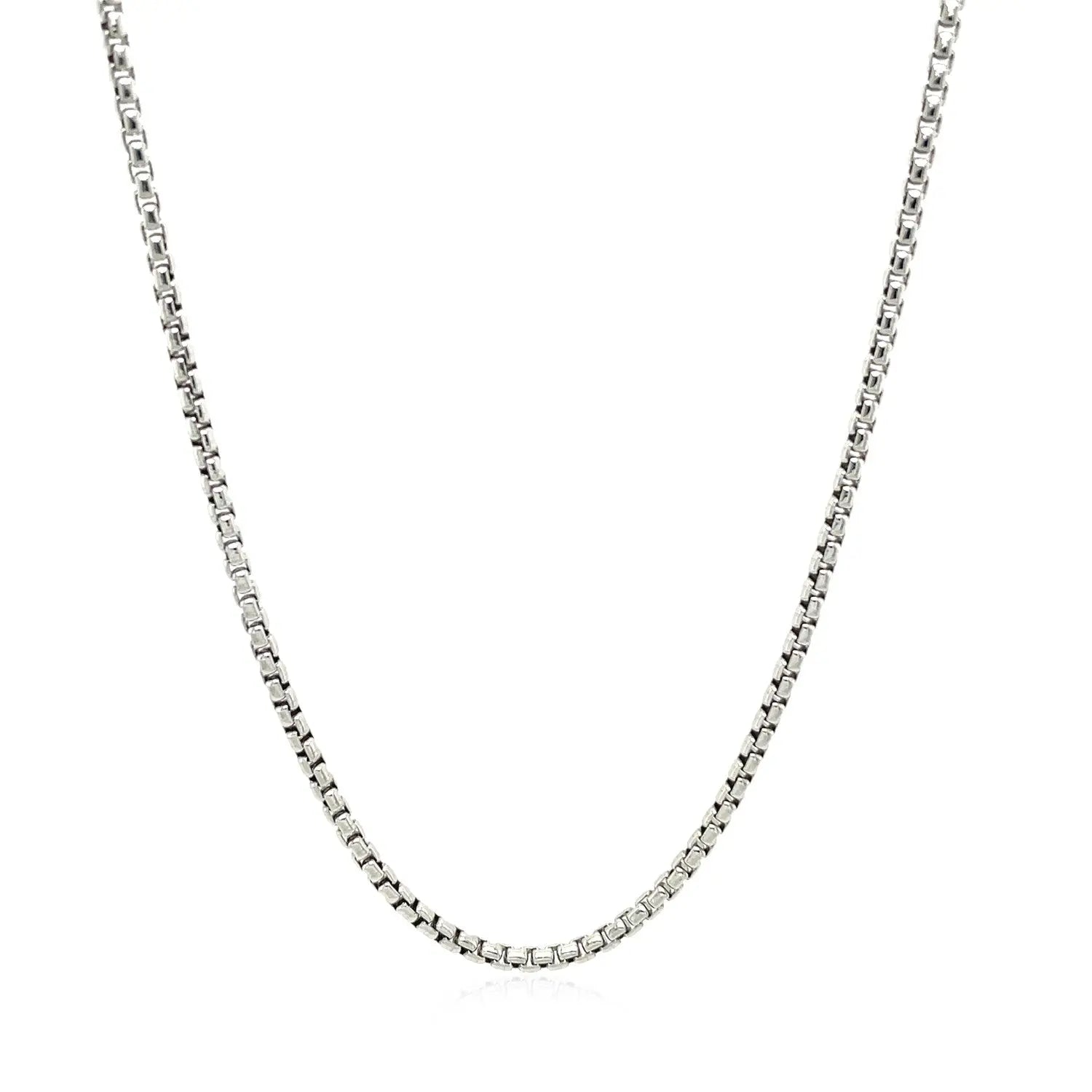 Sterling Silver Rhodium Plated Round Box Chain (1.80 mm) RCJ