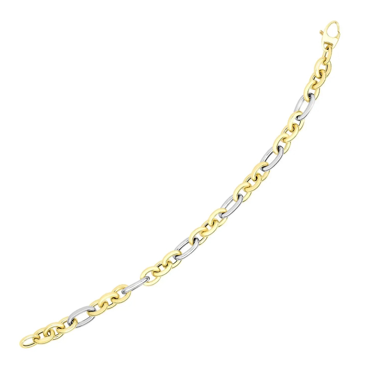 14k Two-Tone Gold Long and Short Style Oval Link Bracelet (7.50 mm)Monde Trend