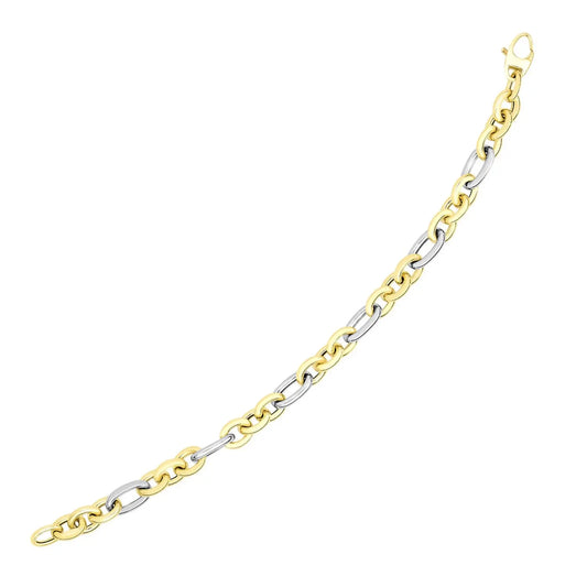 14k Two-Tone Gold Long and Short Style Oval Link Bracelet (7.50 mm)Monde Trend