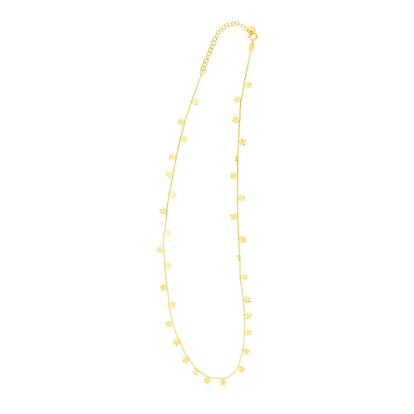 14K Yellow Gold Necklace with Dangling Stars RCJ