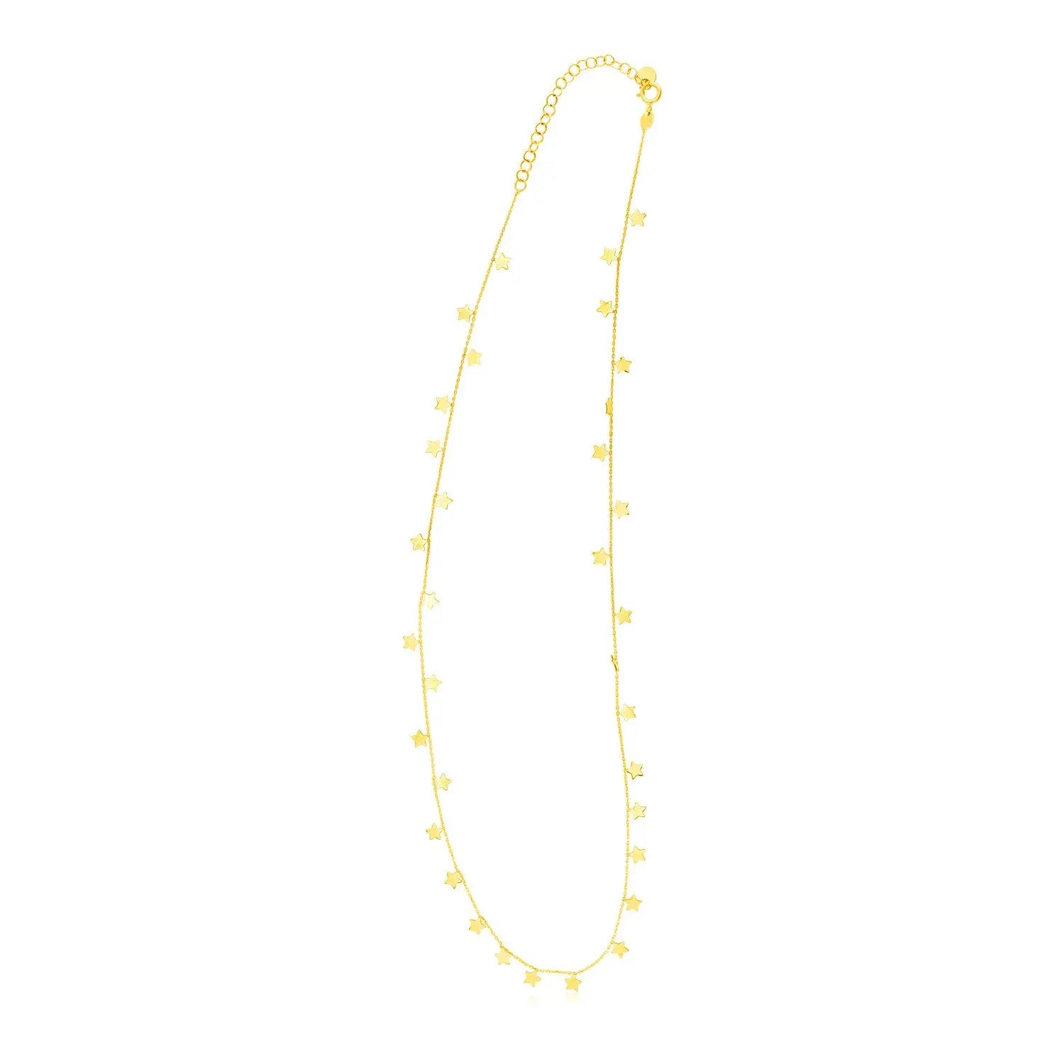 14K Yellow Gold Necklace with Dangling Stars RCJ