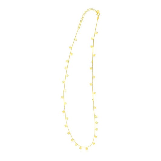 14K Yellow Gold Necklace with Dangling Stars RCJ