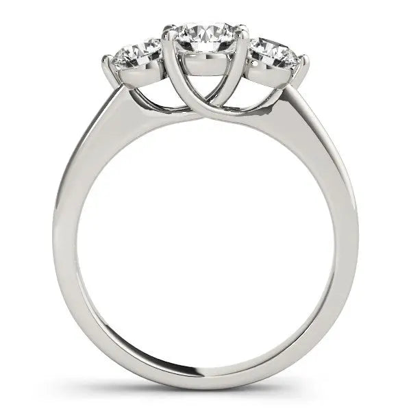 14k White Gold Classic 3 Stone Round Diamond Engagement Ring (1 cttw)Monde Trend