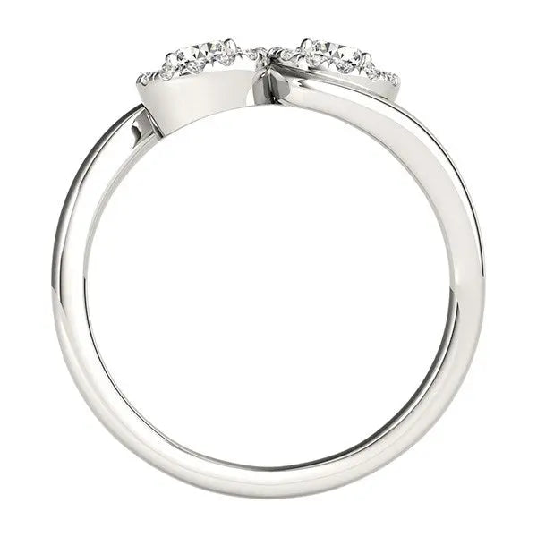 14k White Gold Halo Set Round Two Stone Diamond Ring (3/8 cttw)Monde Trend