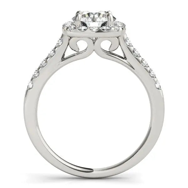 Square Shape Halo Diamond Engagement Ring in 14k White Gold (1 1/2 cttw) RCJ