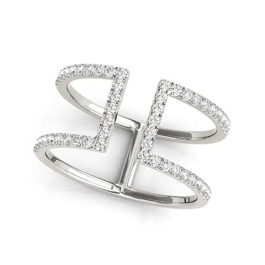 14k White Gold Modern Dual Band Style Diamond Ring (1/2 cttw)Monde Trend