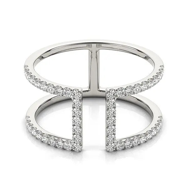 14k White Gold Modern Dual Band Style Diamond Ring (1/2 cttw)Monde Trend