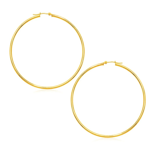 14k Yellow Gold Polished Large Round Hoop Earrings(2x60mm) RCJ