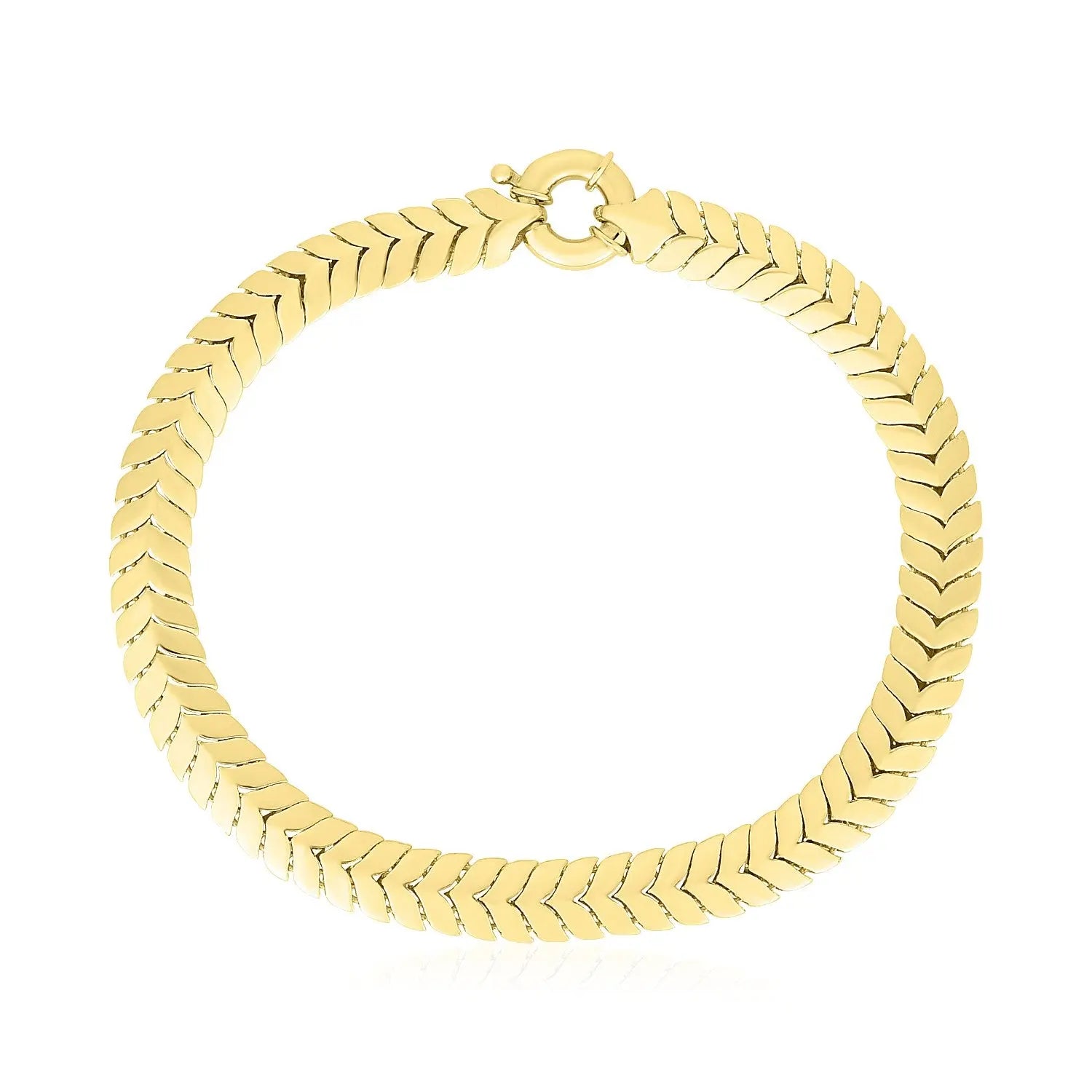 14k Yellow Gold High Polish Chevron Link Bracelet  (6.00 mm) RCJ