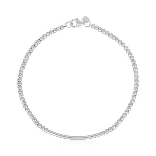 14k White Gold High Polish Bead Bar Bracelet (2.50 mm)Monde Trend