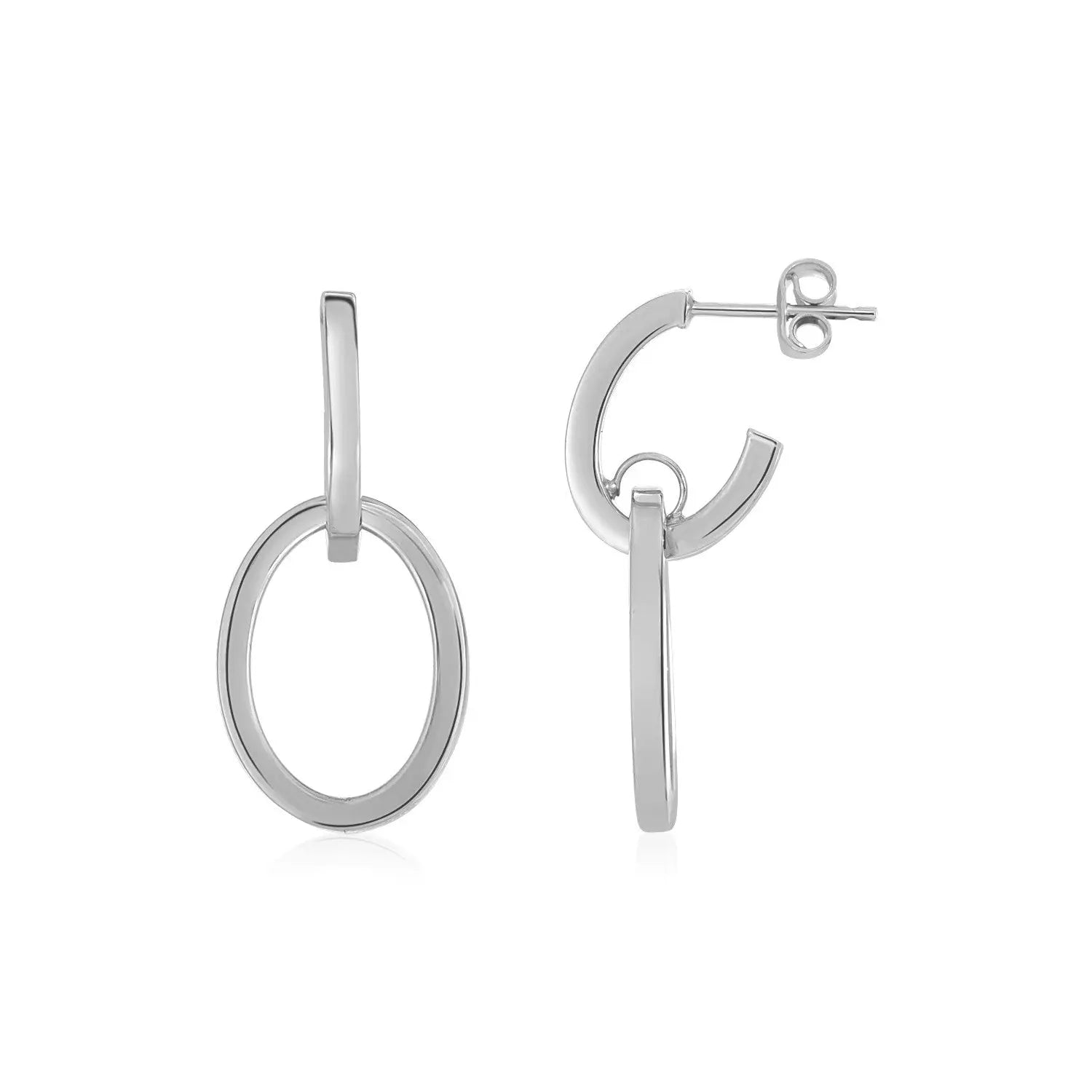 14K White Gold Interlocking Drop Hoop EarringsMonde Trend