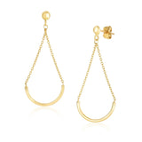 14k Yellow Gold Curved Chain Drop Earrings RCJ