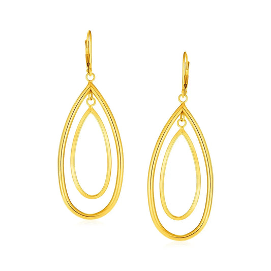 14k Yellow Gold Earrings with Teardrop Dangles RCJ