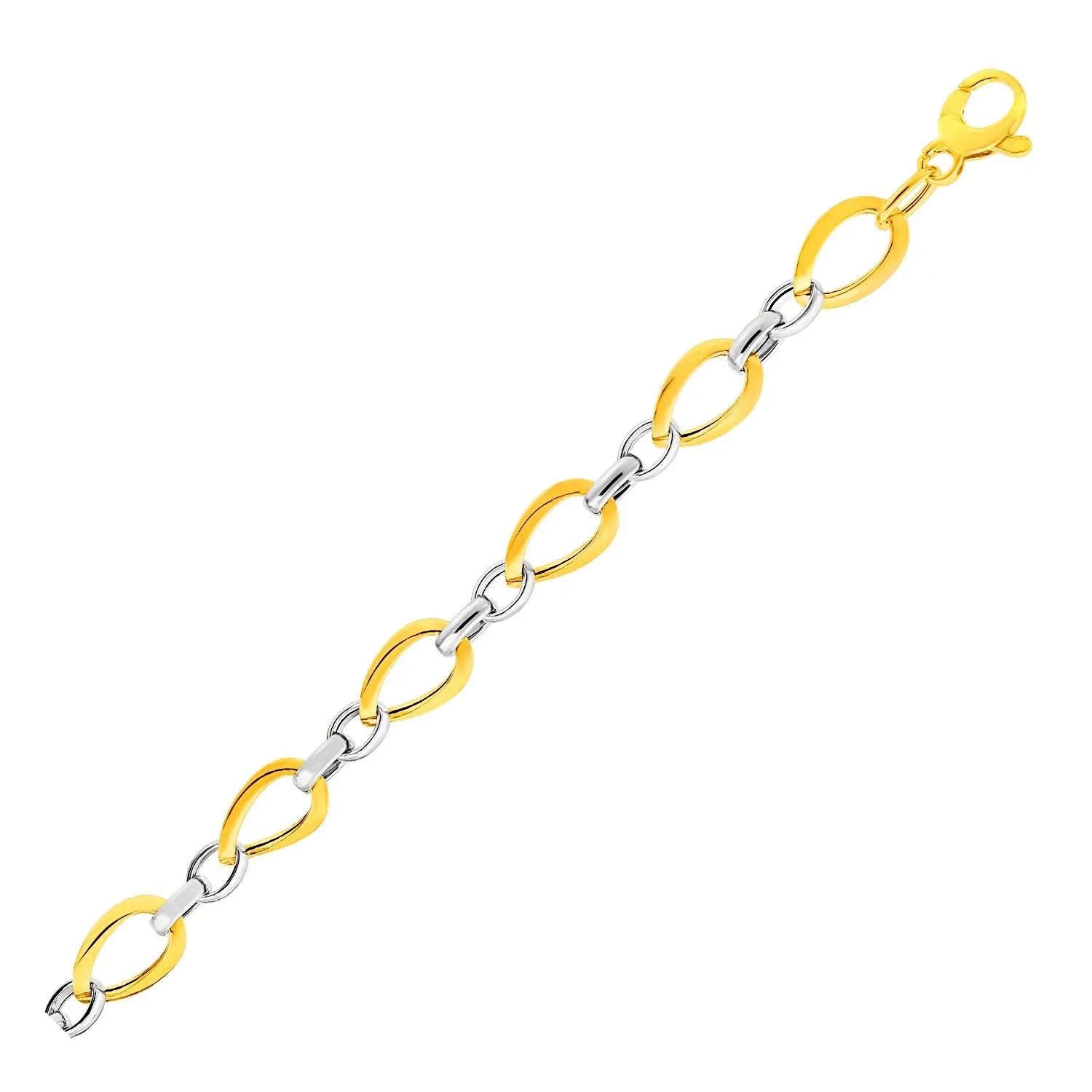 Twisted Oval Chain Bracelet in 14k Two Tone Gold (7.40 mm) RCJ