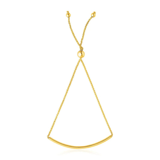 14k Yellow Gold Smooth Curved Bar Lariat Design Bracelet (0.80 mm) RCJ