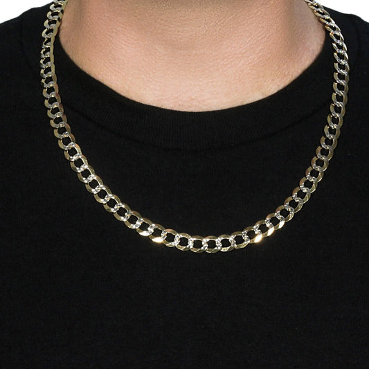 10 mm 14k Two Tone Gold Pave Curb Chain (9.70 mm)Monde Trend