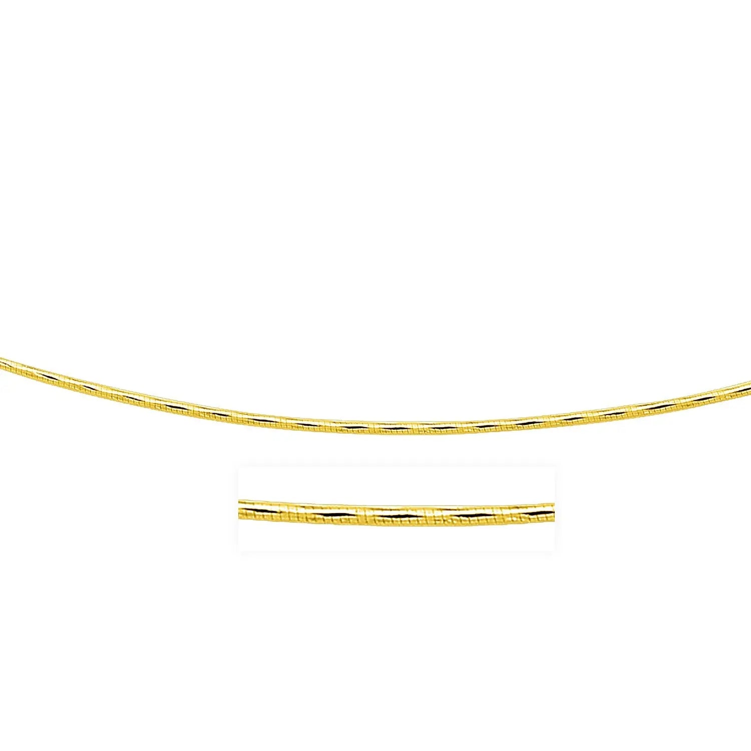 14k Yellow Gold Round Omega Necklace with Diamond Cuts (1.5 mm) RCJ