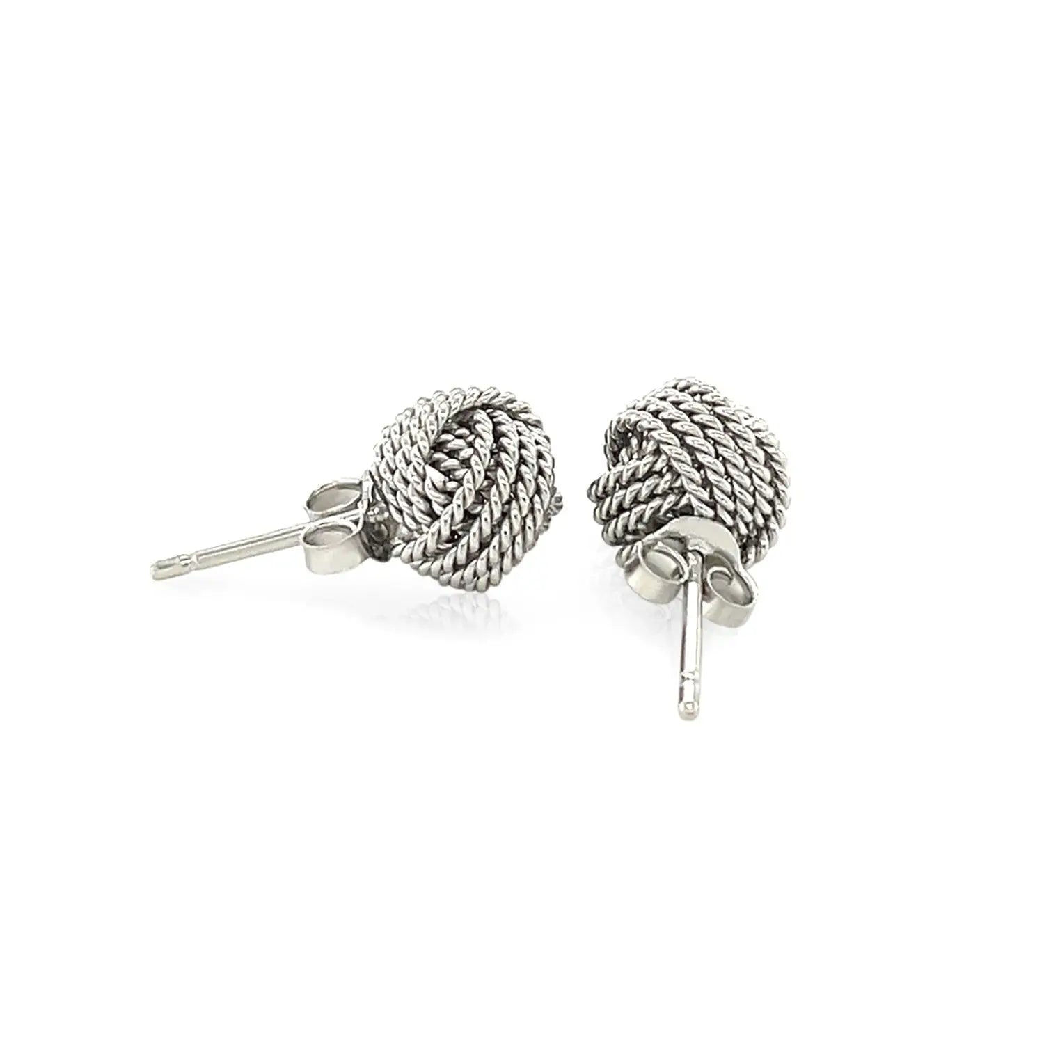 Sterling Silver Textured Love Knot Stud Style Earrings(9mm) RCJ