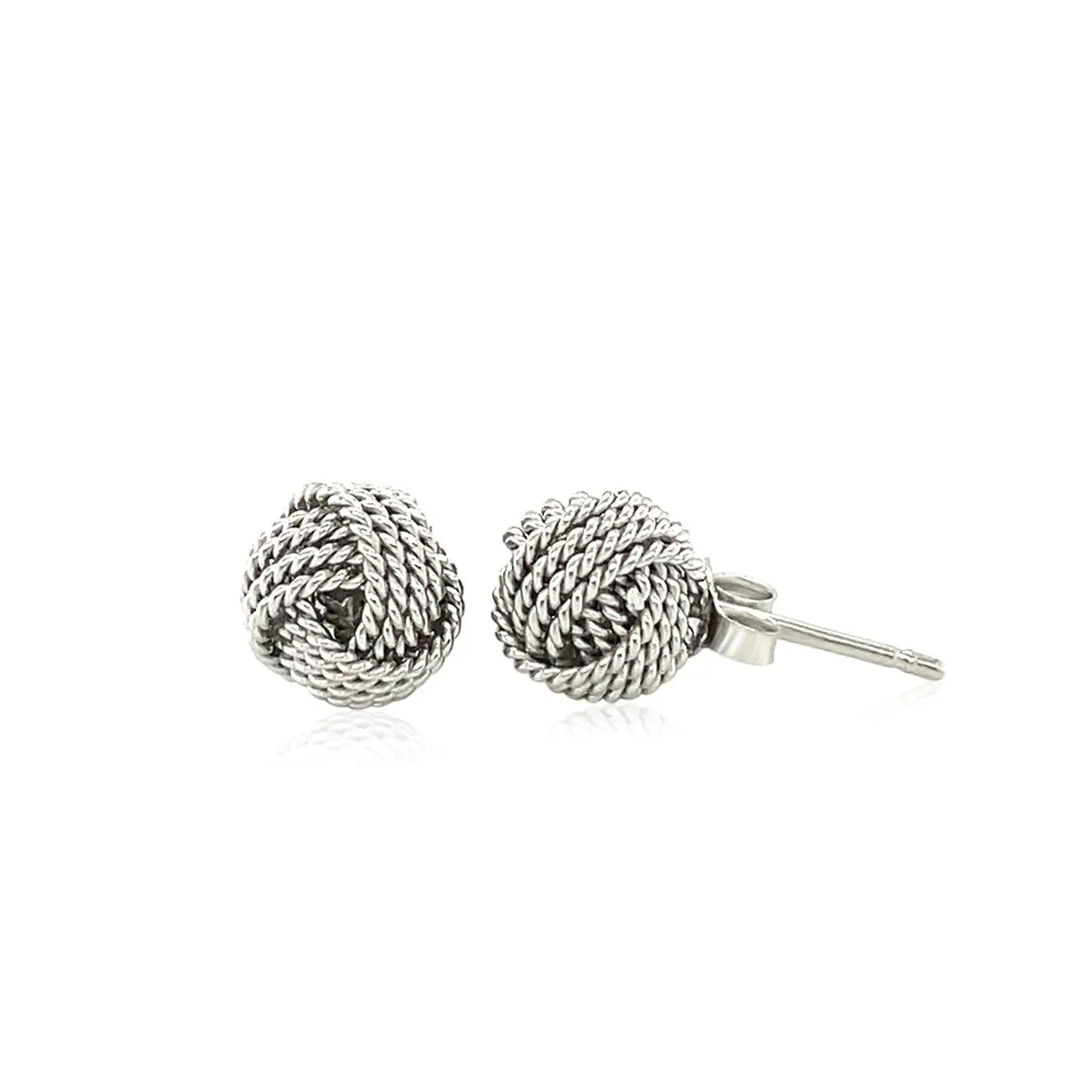 Sterling Silver Textured Love Knot Stud Style Earrings(9mm) RCJ