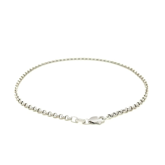 2.3mm 10k White Gold Rolo Anklet RCJ