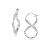 14k White Gold Twist Motif Polished Hoop Earrings RCJ