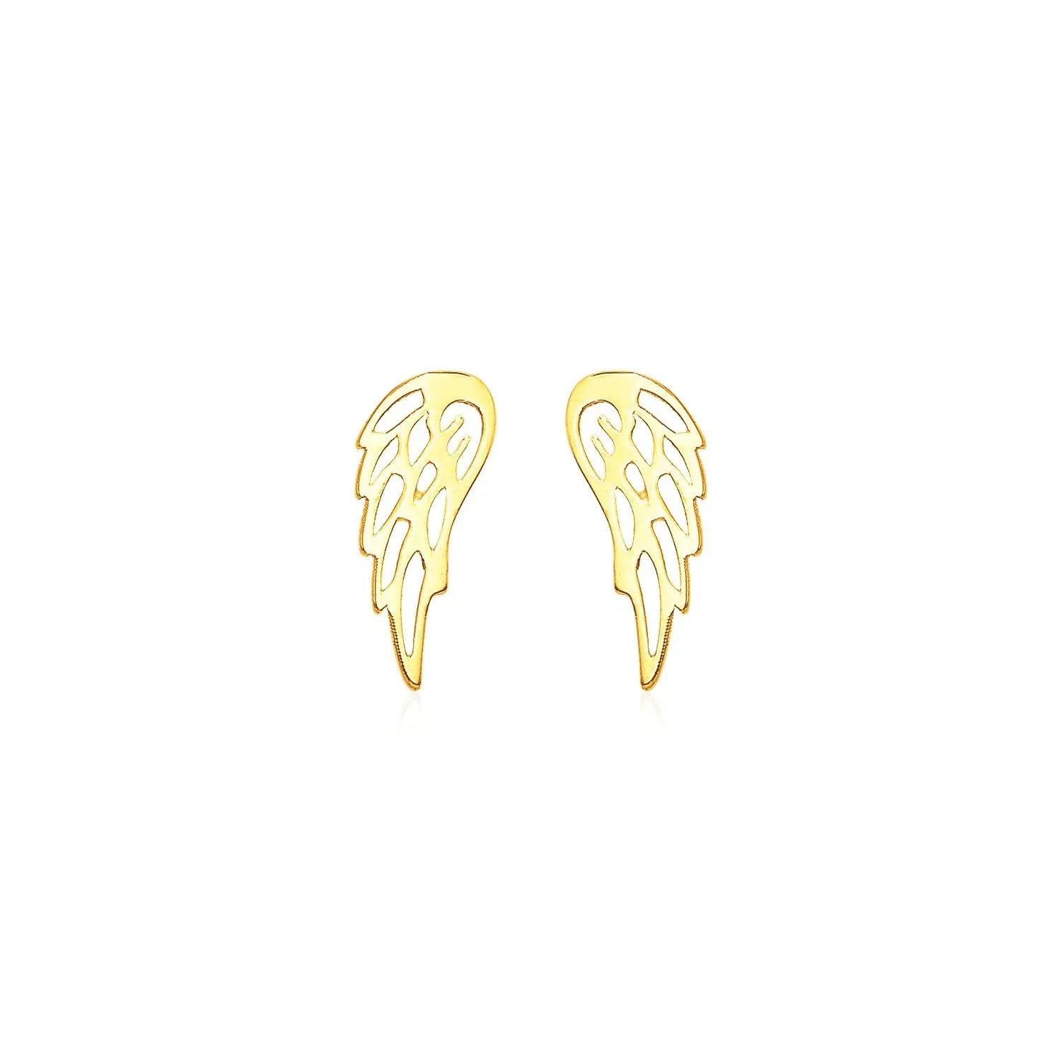 14k Yellow Gold Polished Wing Post Earrings RCJ