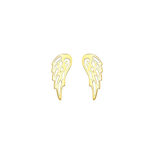 14k Yellow Gold Polished Wing Post Earrings RCJ