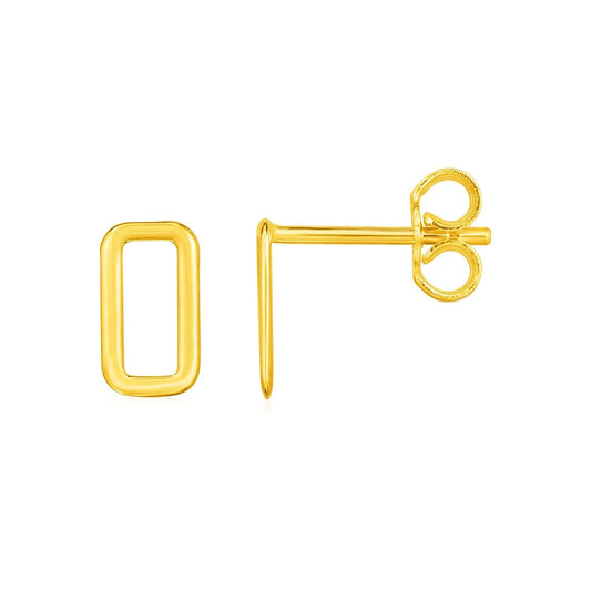 14k Yellow Gold Post Earrings with Open Rectangles RCJ