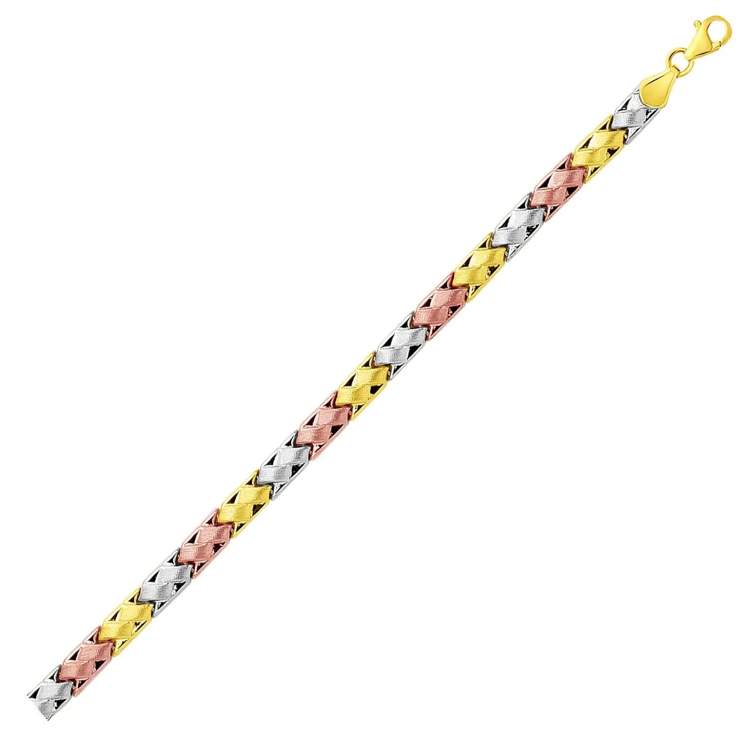 14k Tri-Color Gold Weave Design Bracelet (6.35 mm)Monde Trend