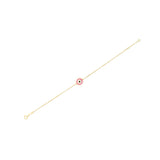 14k Yellow Gold Pink Evil Eye Bracelet (1.00 mm) RCJ