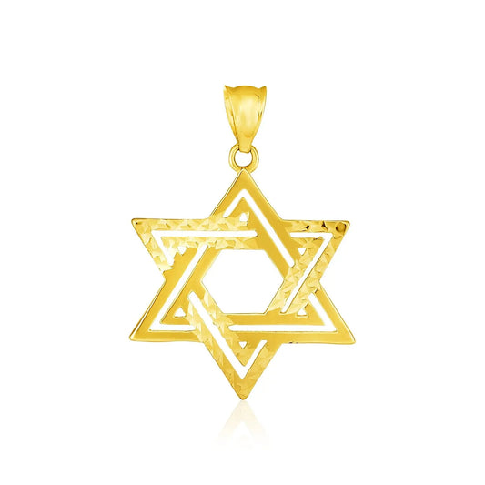 14k Yellow Gold Textured Star of David Pendant RCJ