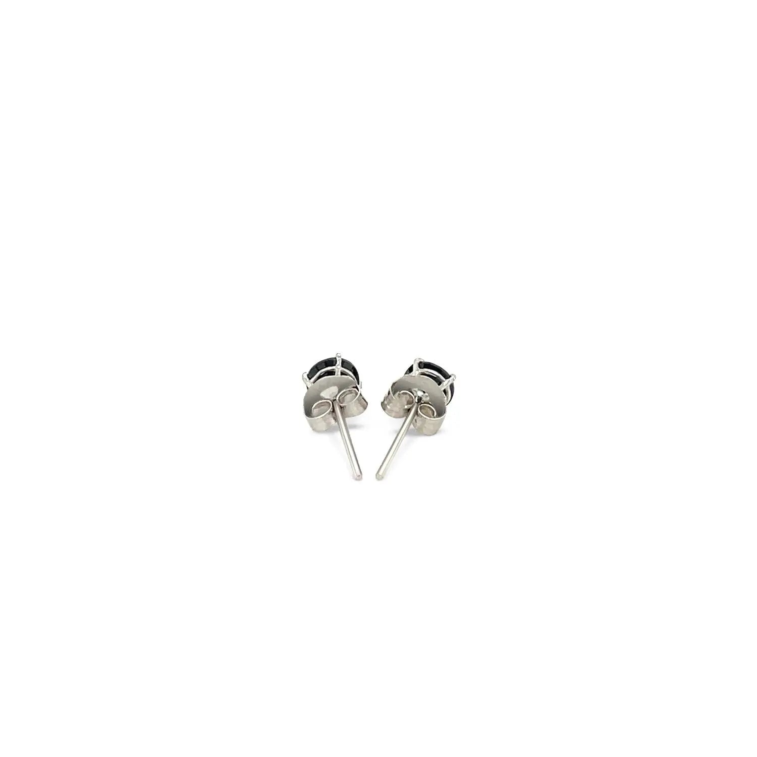 14k White Gold Stud Earrings with Black Cubic Zirconia(4mm) RCJ