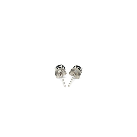 14k White Gold Stud Earrings with Black Cubic Zirconia(4mm) RCJ