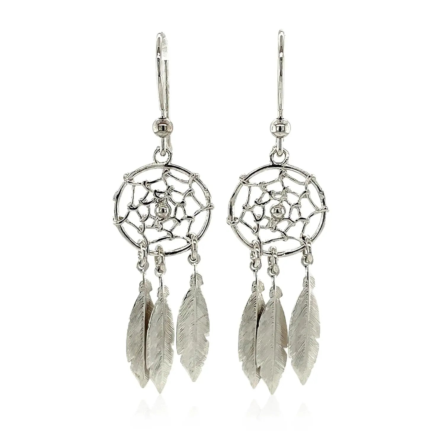 Sterling Silver Dream Catcher Dangle Earrings RCJ