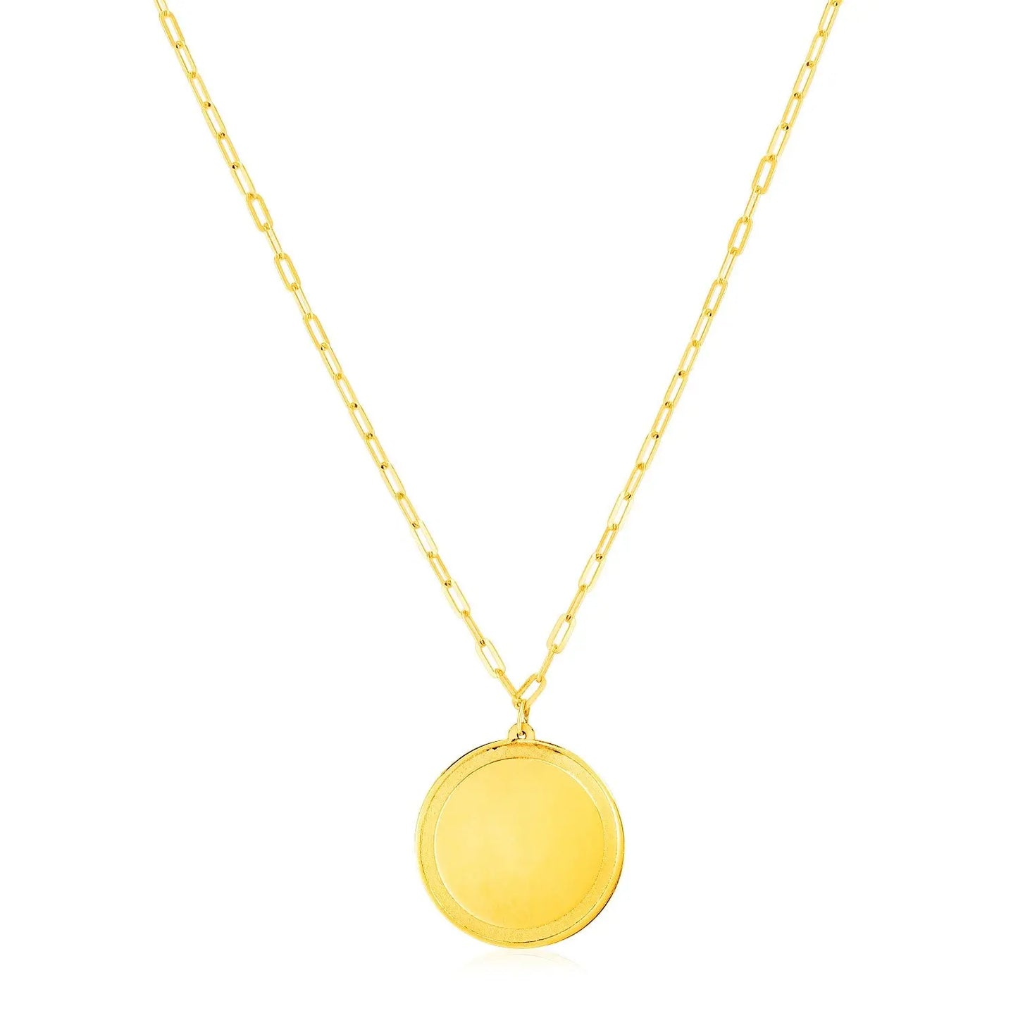 14K Yellow Gold Round Tag Necklace RCJ