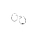 Sterling Silver Polished Hoop Style Earrings with Rhodium Plating (3x15mm) RCJ