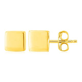 14k Yellow Gold Polished Cube Post Earrings RCJ