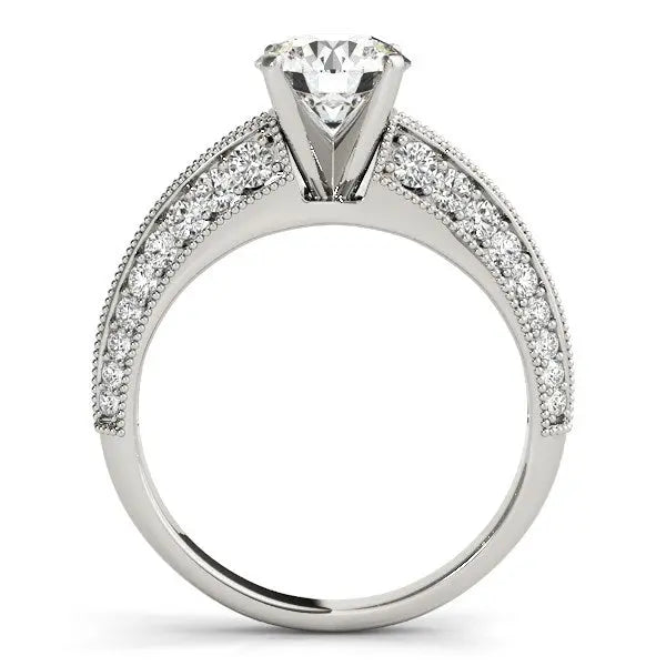 14k White Gold Pronged Round Antique Diamond Engagement Ring (1 1/2 cttw) RCJ